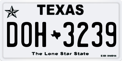 TX license plate DOH3239
