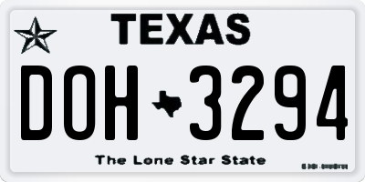 TX license plate DOH3294