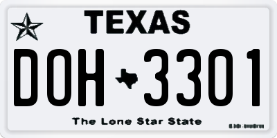 TX license plate DOH3301