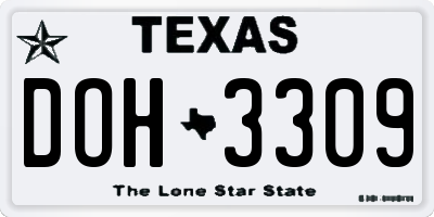 TX license plate DOH3309