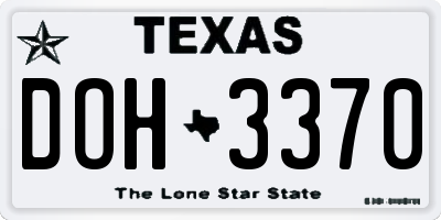 TX license plate DOH3370