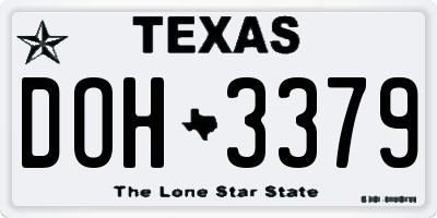 TX license plate DOH3379