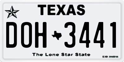 TX license plate DOH3441