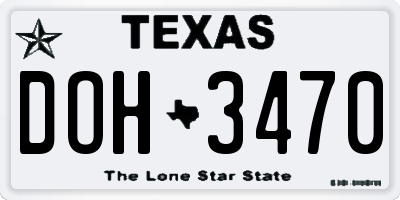TX license plate DOH3470