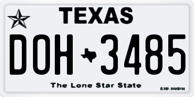 TX license plate DOH3485