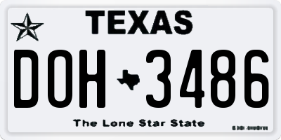 TX license plate DOH3486