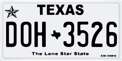 TX license plate DOH3526