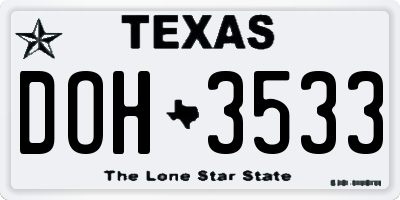TX license plate DOH3533