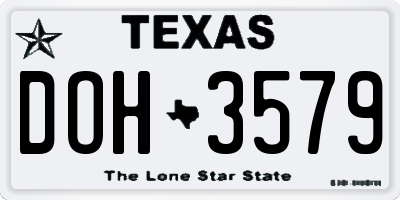 TX license plate DOH3579