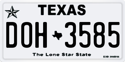 TX license plate DOH3585