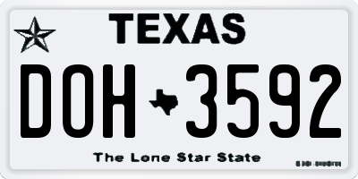 TX license plate DOH3592