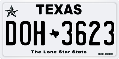 TX license plate DOH3623