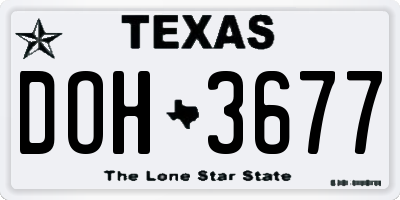 TX license plate DOH3677