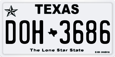 TX license plate DOH3686