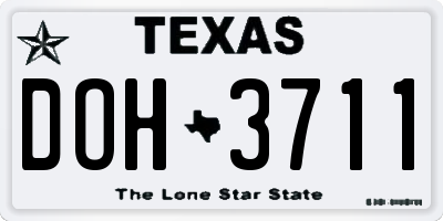 TX license plate DOH3711