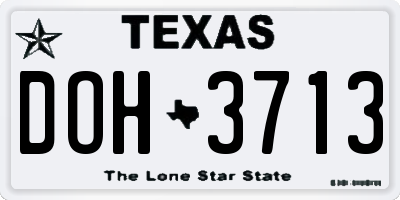 TX license plate DOH3713