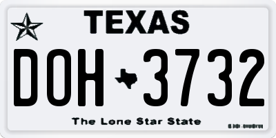 TX license plate DOH3732