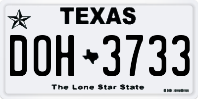 TX license plate DOH3733
