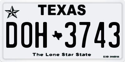 TX license plate DOH3743