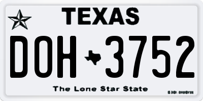 TX license plate DOH3752