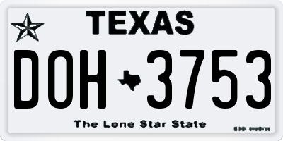 TX license plate DOH3753