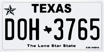 TX license plate DOH3765