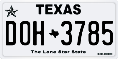 TX license plate DOH3785