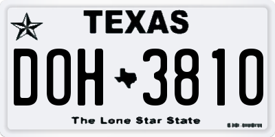 TX license plate DOH3810