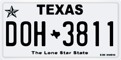 TX license plate DOH3811