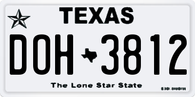 TX license plate DOH3812