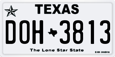 TX license plate DOH3813