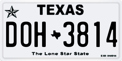 TX license plate DOH3814