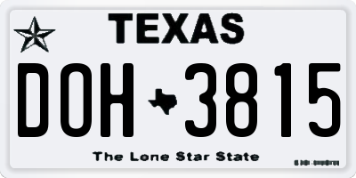 TX license plate DOH3815