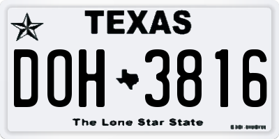 TX license plate DOH3816