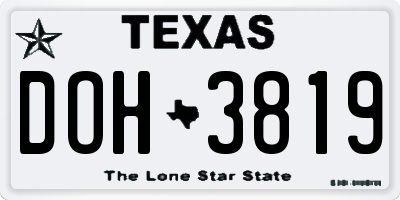 TX license plate DOH3819