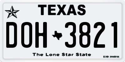 TX license plate DOH3821