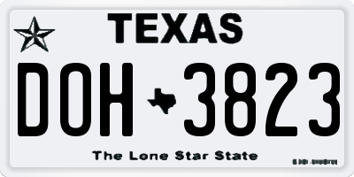 TX license plate DOH3823