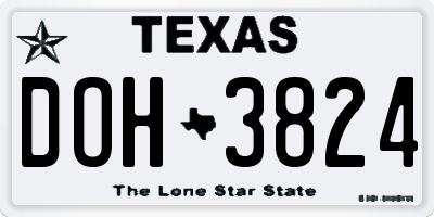 TX license plate DOH3824