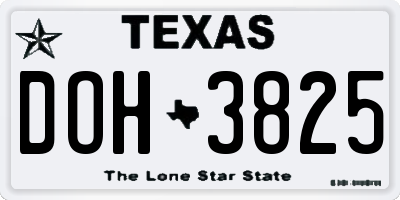 TX license plate DOH3825