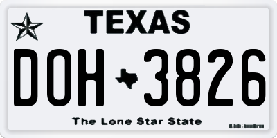 TX license plate DOH3826