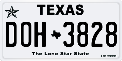 TX license plate DOH3828