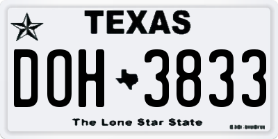 TX license plate DOH3833