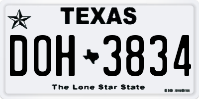 TX license plate DOH3834