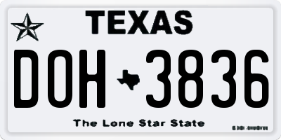 TX license plate DOH3836