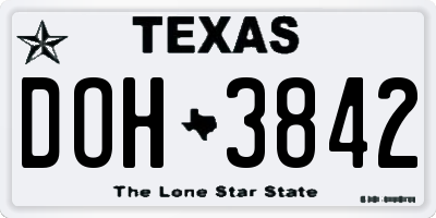TX license plate DOH3842