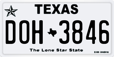 TX license plate DOH3846
