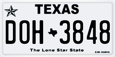 TX license plate DOH3848