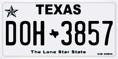TX license plate DOH3857