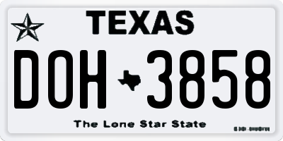 TX license plate DOH3858