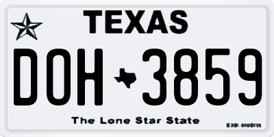TX license plate DOH3859